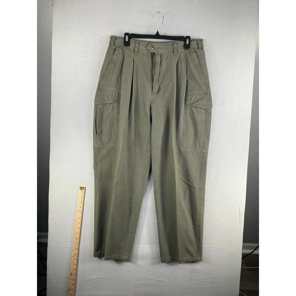 Falls Creek Cargo Pants Men's 36x30 Olive Green Relaxed Fit Cotton Utility